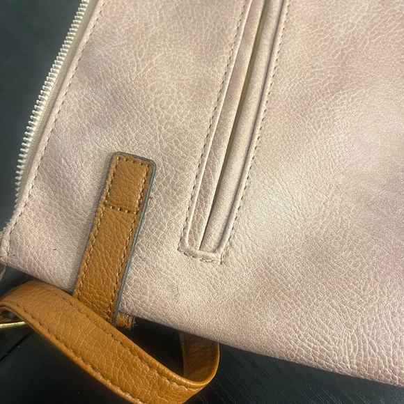 Cute Vegan Leather Pink and Tan Crossbody - Picture 5 of 6